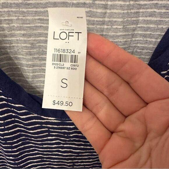 LOFT Navy and White Striped Dress - Picture 3 of 6